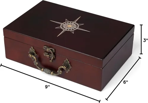 Miniatura 9 de STERLING Juego de 12 números Shut The Box Caja de madera Estuche de viaje con temática náutica Juego de dados familiares para niños y adultos