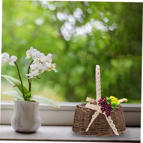 Miniatura 2 de Gadpiparty Cesta de flores de Navidad para decoración de mesa de boda, decoración de macramé, cesta de ratán, bolsa de playa, fruta, decoración
