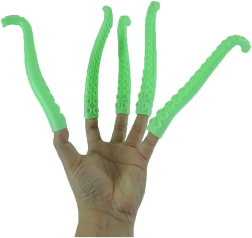Miniatura 5 de 5 marionetas de tentáculo de dedo de silicona verde