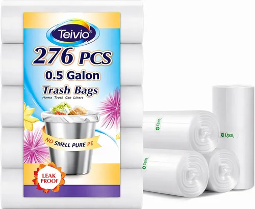 Miniatura 10 de Bolsas de basura resistentes de 4 galones, 330 unidades, de Teivio, forros para botes de basura de baño, bolsas pequeñas de plástico para hogar