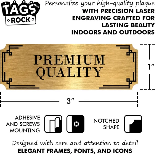 Miniatura 2 de Placa de nombre grabada personalizada de 3 x 1 pulgada – Etiqueta de metal personalizada para trofeos, marco de fotos, placa, urna, caja de sombra