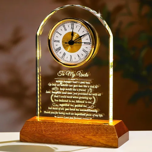 Miniatura 14 de Arikyrist Regalos para Tía de Sobrina y Sobrino con Base de Madera con Luz, Reloj de Cristal Significativo para Tía, Regalos de Cumpleaños, Regalos
