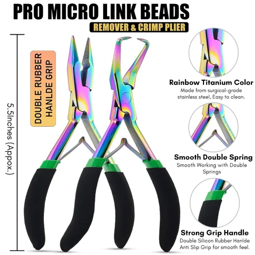 Miniatura 6 de My Hair Tools - Kit de extensión con removedor de cuentas de micro eslabones y alicates de engarce, tijeras para el cabello, herramientas de peinado