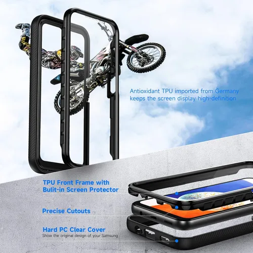 Miniatura 3 de seacosmo Diseñada para funda de teléfono Galaxy A14 5G, cubierta de cuerpo completo a prueba de golpes, con protector de pantalla integrado, funda