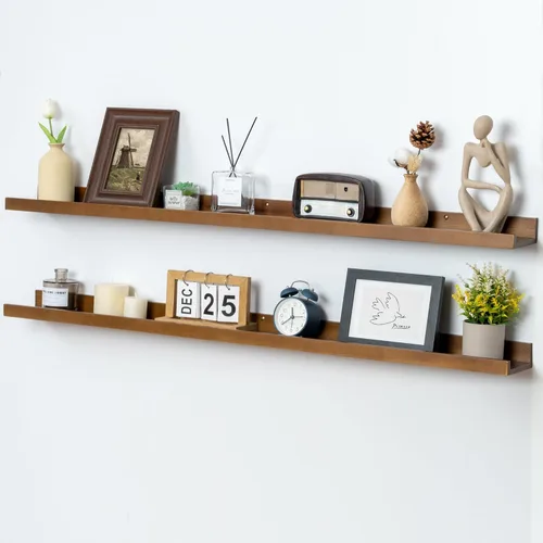Miniatura 45 de FLYJOE Estante de repisa de fotos para pared, 24 pulgadas de madera de fresno maciza, estantes para libros de guardería, estantes flotantes