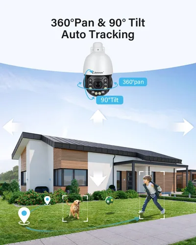 Miniatura 4 de Jennov Cámara IP PoE de 6MP para exteriores con panorámica e inclinación y zoom óptico 20X, cámara de seguridad PTZ domo de 360 grados con visión