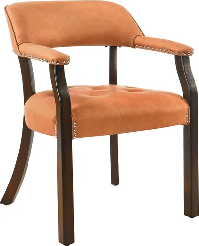 Miniatura 25 de Sillas de comedor con tapizados y brazos, silla de escritorio de oficina con remaches de metal. Sillas de capitán de jefe de PU, taburetes
