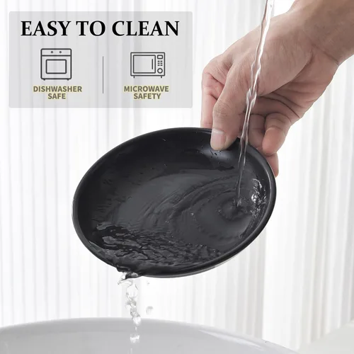 Miniatura 6 de Juego de 4 cuencos de cerámica para gatos – Paquete de 4 platos saludables y anchos para gatos poco profundos para comida y agua, cuencos antifatiga