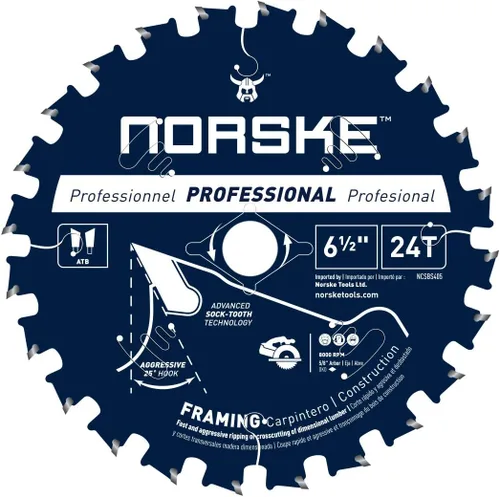 Miniatura 3 de Norske Herramientas NCSBS417 8-1/4 pulgadas 40T Socktooth Circular Acabado Hoja de Sierra 5/8 pulgadas Diámetro con Corte Láser Diamante Knockout