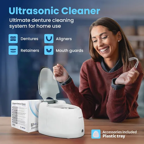 Miniatura 13 de iSonic Limpiador ultrasónico de dentadura/alineador/retenedor para todos los aparatos dentales y de la apnea del sueño (F3900)