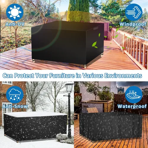 Miniatura 8 de Funda para mesa de exterior, fundas impermeables para muebles de patio, funda rectangular 420D para sofá de exterior, fundas de patio para sofá