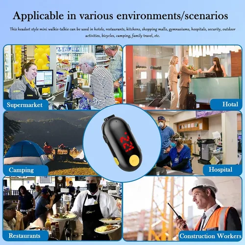 Miniatura 7 de T-M9 Walkie Talkies Super Mini con Auriculares, Transceptor FM Portátil Pequeño, Mini Radios de Dos Vías para Seguridad, Restaurante, Lugar