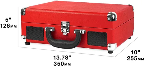 Miniatura 9 de Victrola Journey Tocadiscos Portátil de Maleta con Bluetooth – con Altavoces Integrados, Tocadiscos de Vinilo de 3 Velocidades, Salida RCA, Conector