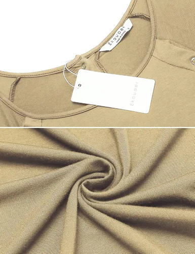 Miniatura 5 de Ekouaer - Camisón con botones y manga corta para mujer, vestido para lactancia, parto, hospital y maternidad, tallas S-XXL