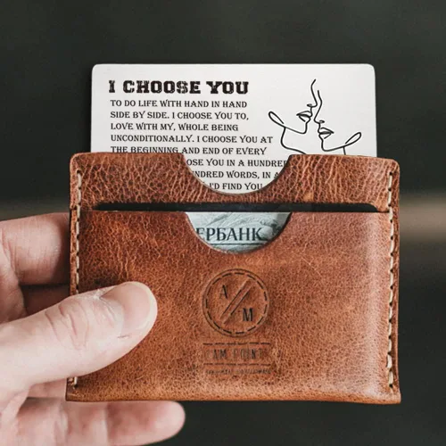 Miniatura 3 de FOKCBOCM Tarjetas de aniversario para él y ella, tarjeta de inserción de billetera con texto en inglés "I Choose You", divertida nota de amor