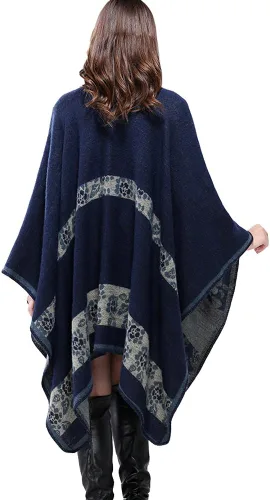 Miniatura 232 de Urban CoCo Poncho de colores para mujer, chal con frente abierto, color en bloques