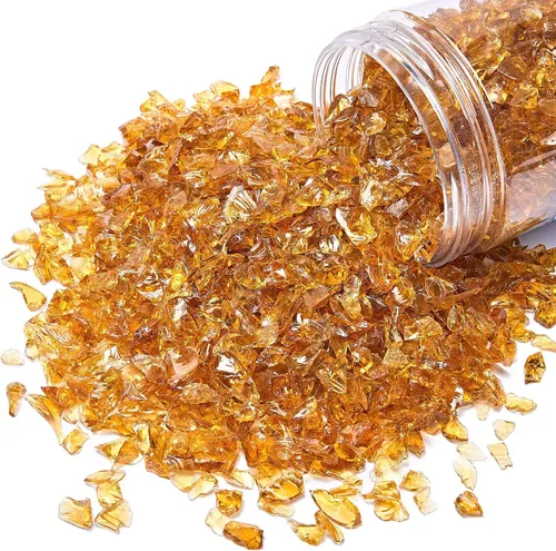 Miniatura 16 de TWINKLING Purpurina de Vidrio Triturado de Alto Brillo, Vidrio Roto, Piedras de Cristal de Fuego para Chimenea, Arte de Resina DIY, Manualidades