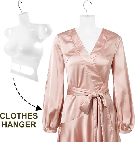 Miniatura 9 de Colgador de ropa de torso de maniquí femenino de 5 piezas para mostrar trajes de baño, vestidos y blusas, plástico ligero y confiable con gancho