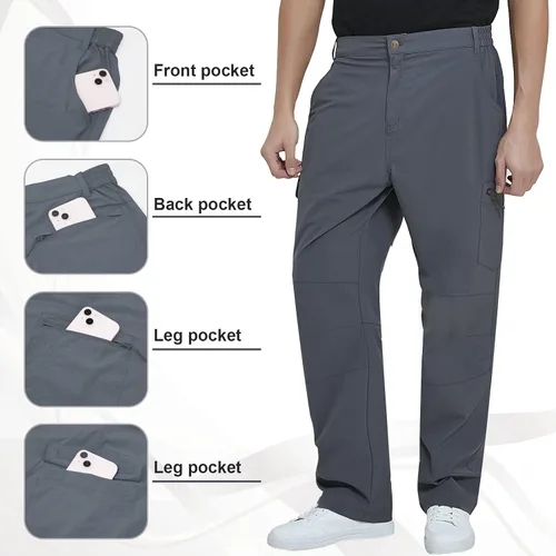 Miniatura 3 de MEETYOO Pantalones cargo de senderismo para hombre, impermeables, tácticos, ligeros, elásticos, para acampar
