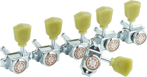 Miniatura 12 de Guyker Cabezales de Máquina de Guitarra con Bloqueo (3R + 3L) – Proporción 1:15 Llave de Afinación Vintage Deluxe con Clavijas de Repuesto
