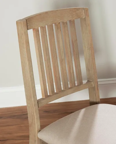 Miniatura 6 de Linon Keira - Juego de 2 sillas plegables de madera rústica natural con asiento tapizado beige y respaldo de misión