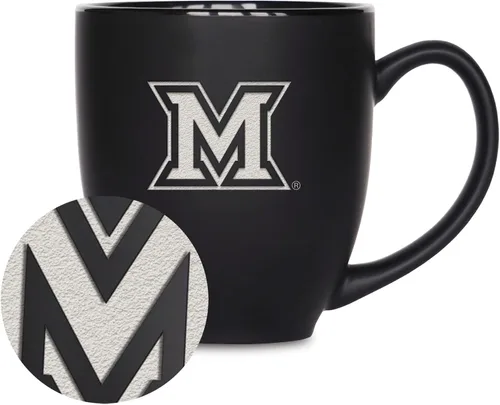 Miniatura 144 de Rico Industries - Taza de cerámica mate negra con grabado láser estándar de 15oz para NCAA (escuelas T & U) - Para bebidas calientes o frías