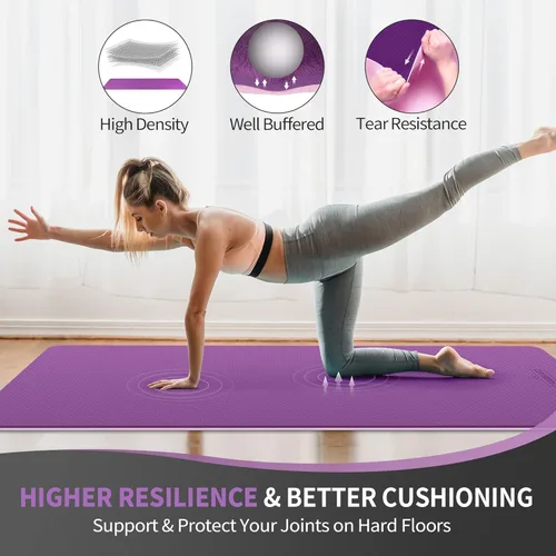 Miniatura 4 de CAMBIVO Tapete de yoga extra ancho para mujeres y hombres (72"/84" x 32" x 1/4") Tapete de entrenamiento TPE antideslizante grande para yoga