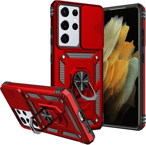 Miniatura 7 de Funda para teléfono S21 Ultra, con funda para cámara, [grado militar] 16 pies. Funda probada contra caídas con funda protectora magnética para Verde