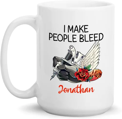 Miniatura 12 de Taza de artista de tatuaje floral, taza de café personalizada para tatuajes, taza de tatuaje personalizada con nombre regalo para amantes