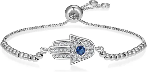 Miniatura 7 de Evil Eye Bracelets Hamsa Bracelet - 18K Gold Plated Adjustable Eye of Protection Bracelet Silver Evil Eye Amulet ojo Bracelet Gold Evil Eye Jewelry