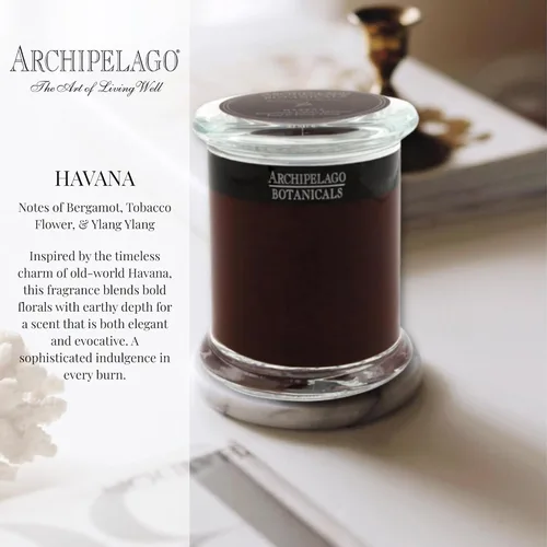Miniatura 2 de Archipelago Botanicals Vela en Frasco de Vidrio Havana, Aroma de Bergamota, Flor de Tabaco y Ylang Ylang, Mechas de Vela Sin Plomo, Arde