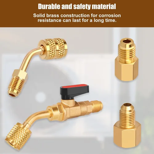 Miniatura 9 de WADEO 31 piezas de válvula de bola angular para refrigerante de aire acondicionado de 1/4 pulgada para refrigerante R410A R134A R12 R22