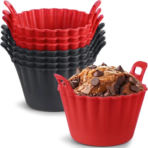 Miniatura 8 de Tazas para muffin de freidora de aire Webake con asa, moldes de silicona LFGB platino para hornear, picaduras de huevo, escalfador de huevos