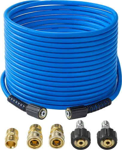 FIXFANS Manguera de lavado a presión – Manguera de extensión de lavadora de alta potencia de 1/4 pulgadas x 50 pies – Manguera de alta presión