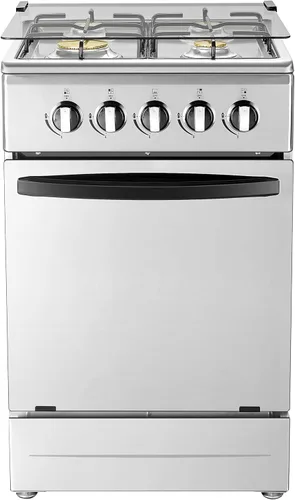 Cocina de gas independiente de 20 pulgadas, estufa de gas de 4 quemadores con horno de 65 L, cuerpo de acero inoxidable 201, puerta de vidrio