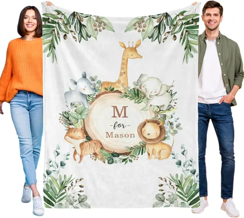 Miniatura 21 de Manta de bebé personalizada de animales del bosque para niños y niñas, manta de bebé personalizada con nombre Adventure Awaits Stuff recién nacido