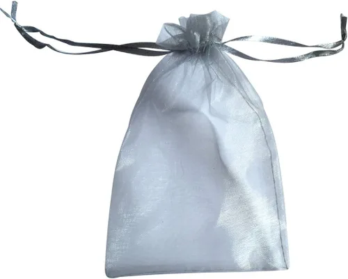 ATCG 50 bolsas de organza transparentes con cordón grande de 8 x 12 pulgadas, decoración de festivales, bodas, fiestas, bolsas de maquillaje plateado
