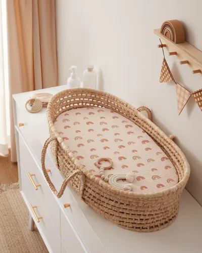 Miniatura 28 de Blissful Diary Sábanas de muselina para cuna para niñas, sábana de bebé de algodón suave bohemio para colchón de cuna estándar de 52 x 28 pulgadas