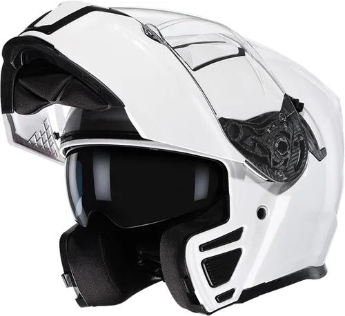 TRIANGLE Cascos de motocicleta modulares para hombres con visera completa abatible, visera doble con protector solar interno, aprobado por DOT