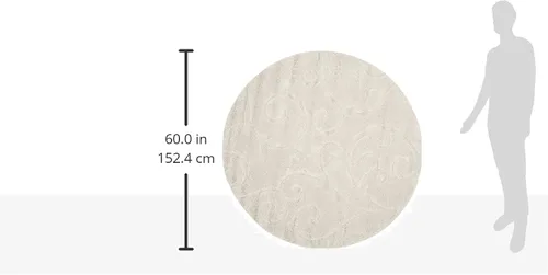 Miniatura 2 de SAFAVIEH Florida Shag Collection Alfombra de Área - Redonda de 5', Crema y Crema, Diseño de Volutas, No Desprende Pelusa y Fácil de Limpiar, Pelo