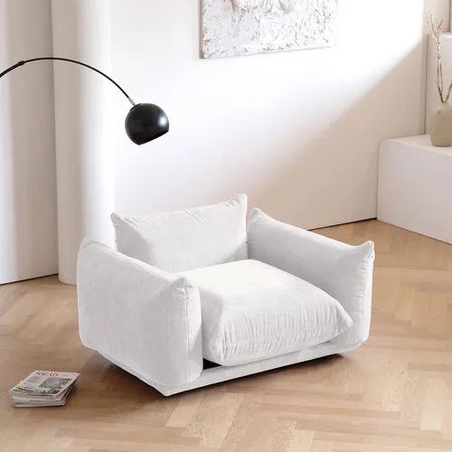 Miniatura 35 de WJShome - Sofá seccional modular, sofá de chenilla de 264 cm de lana minimalista, sofá convertible de 3 plazas, sofá de sala de estar ancho