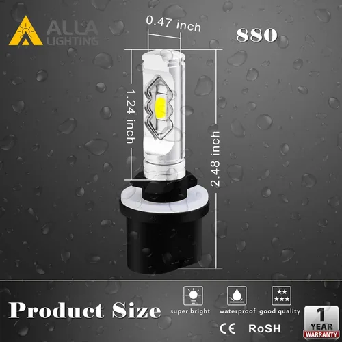 Miniatura 7 de Alla Lighting Bombillas LED antiniebla de 3800 lm 899 880, base PG13 superbrillante 884 885 887 893 H27 H32, ETI 56-SMD (amarillo dorado de 3000 K)