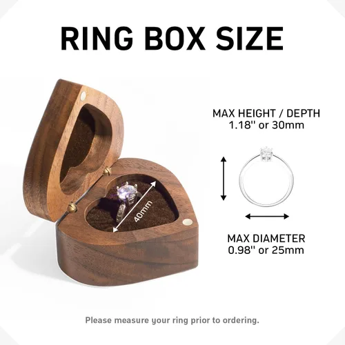 Miniatura 3 de Caja de anillo de madera de nogal en forma de corazón, organizador de pecho de joyería, aretes, moneda, caja de presentación de madera, caja