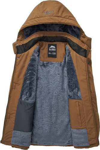 Miniatura 3 de Chaqueta de esquí impermeable para hombre, abrigo de nieve cálido con capucha, rompevientos