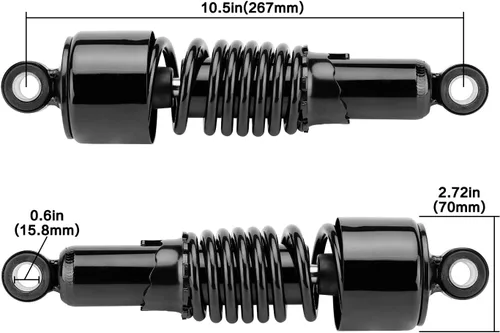 Miniatura 6 de Amortiguadores traseros para motocicleta de 10.5 pulgadas/10.512 in, kit de suspensión trasera negra, repuesto para Harley Sportster Iron XL 883