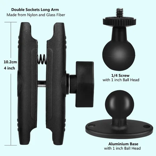 Miniatura 5 de Soporte de pared para teléfono, cabeza de bola, base de taladro de brazo largo de 360 grados para teléfono celular, iPhone 14 13, Samsung