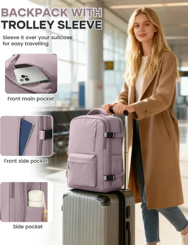 Miniatura 5 de WONHOX Mochila de Viaje Grande Equipaje de Mano Aprobada para Vuelo Mochila de Trabajo y Negocios para Portátil para Mujeres y Hombres Mochila