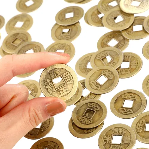 Miniatura 3 de Boao 100 Piezas Monedas Chinas Monedas de Año Nuevo Chino Feng Shui Monedas I-Ching Ornamento para Riqueza y Buena Suerte (1.1 Pulgadas)