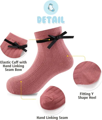 Miniatura 2 de Gwenvenni Calcetines de algodón para niñas y niños pequeños, calcetines de tobillo de corte bajo