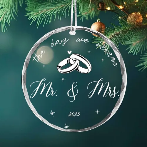 Miniatura 9 de Regalos de boda para parejas, adornos de Navidad para colgar en el árbol, decoración para recién casados, Navidad, 2023, nuestra primera Navidad
